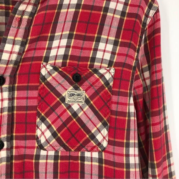 Denim & Supply Ralph Lauren Plaid Button Front Shirt Red Mens Medium - Picture 4 of 7